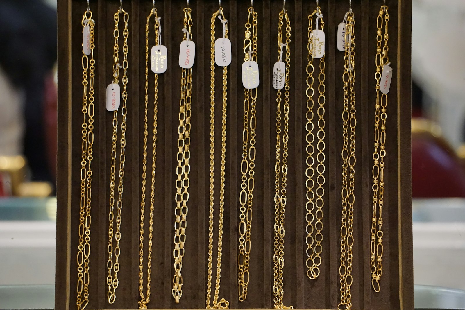 Gold chains of the kind often sold as scrap gold in Hatton Garden